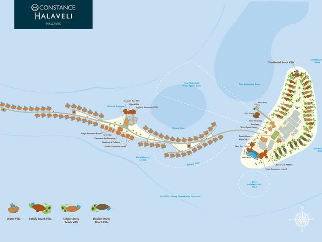 Constance Halaveli Maledivy mapa resortu